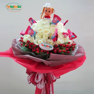 Bó hoa hồng trắng